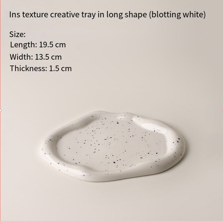 Speckled White Ceramic Tray Set (Round+Long+Irregular) – Jewelry Organizer & view 5