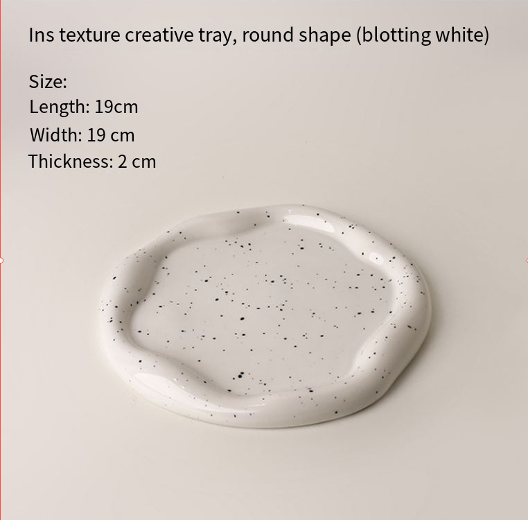 Speckled White Ceramic Tray Set (Round+Long+Irregular) – Jewelry Organizer & view 6