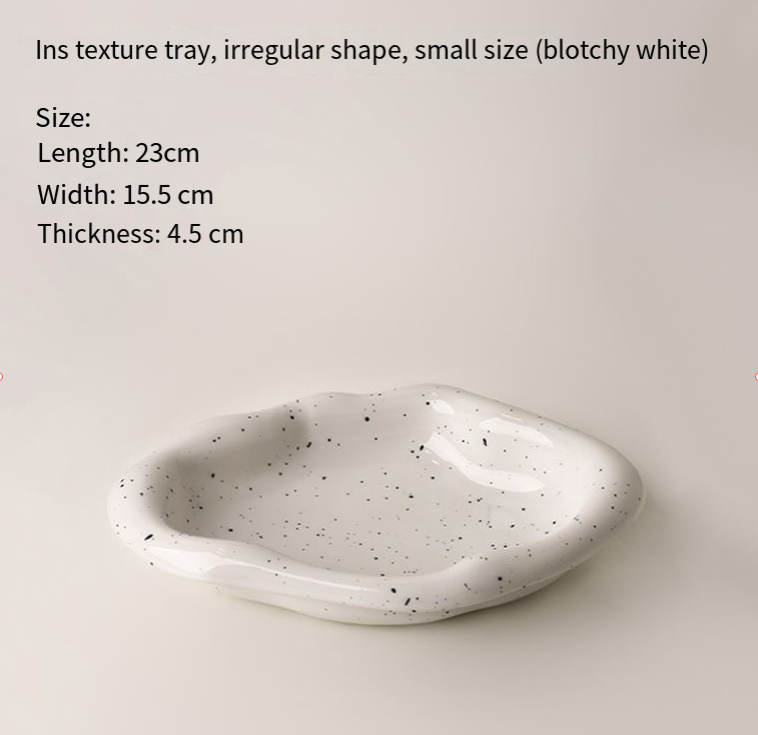 Speckled White Ceramic Tray Set (Round+Long+Irregular) – Jewelry Organizer & view 7