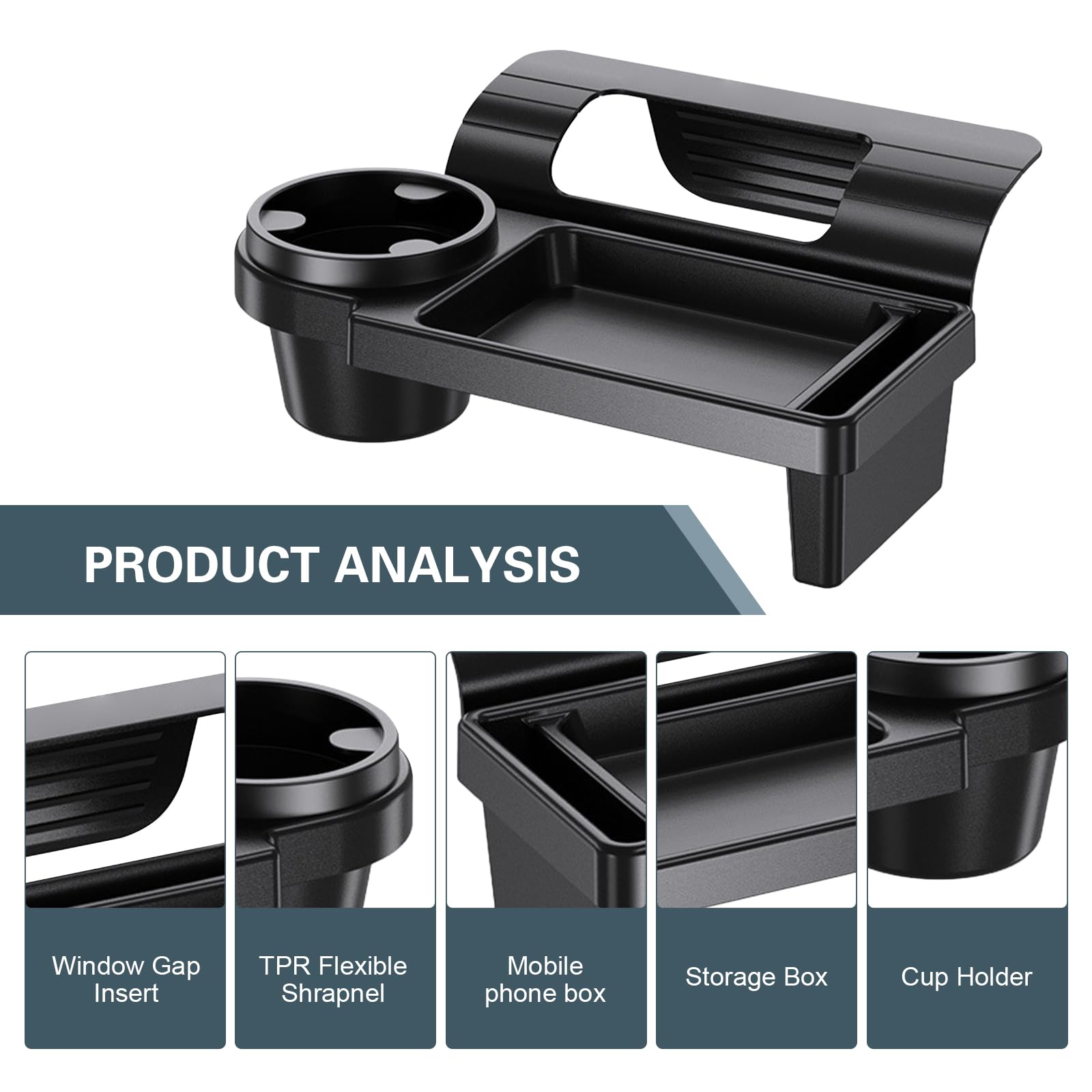 Universal Car Window Organizer with Cup Holder and Phone Tray view 3