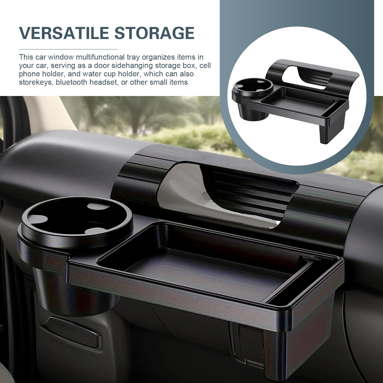Universal Car Window Organizer with Cup Holder and Phone Tray view 6