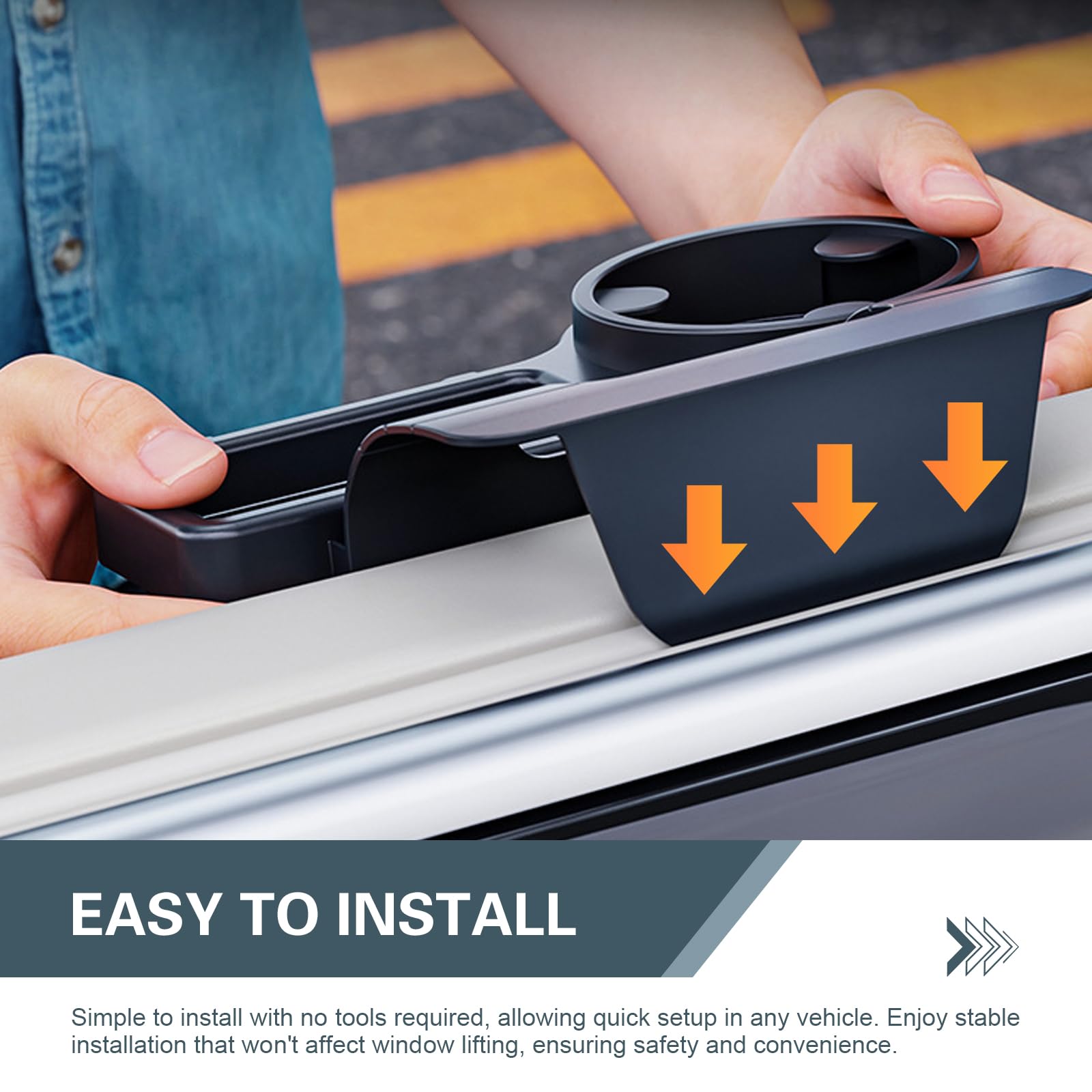 Universal Car Window Organizer with Cup Holder and Phone Tray – 4-in-1 Door view 5