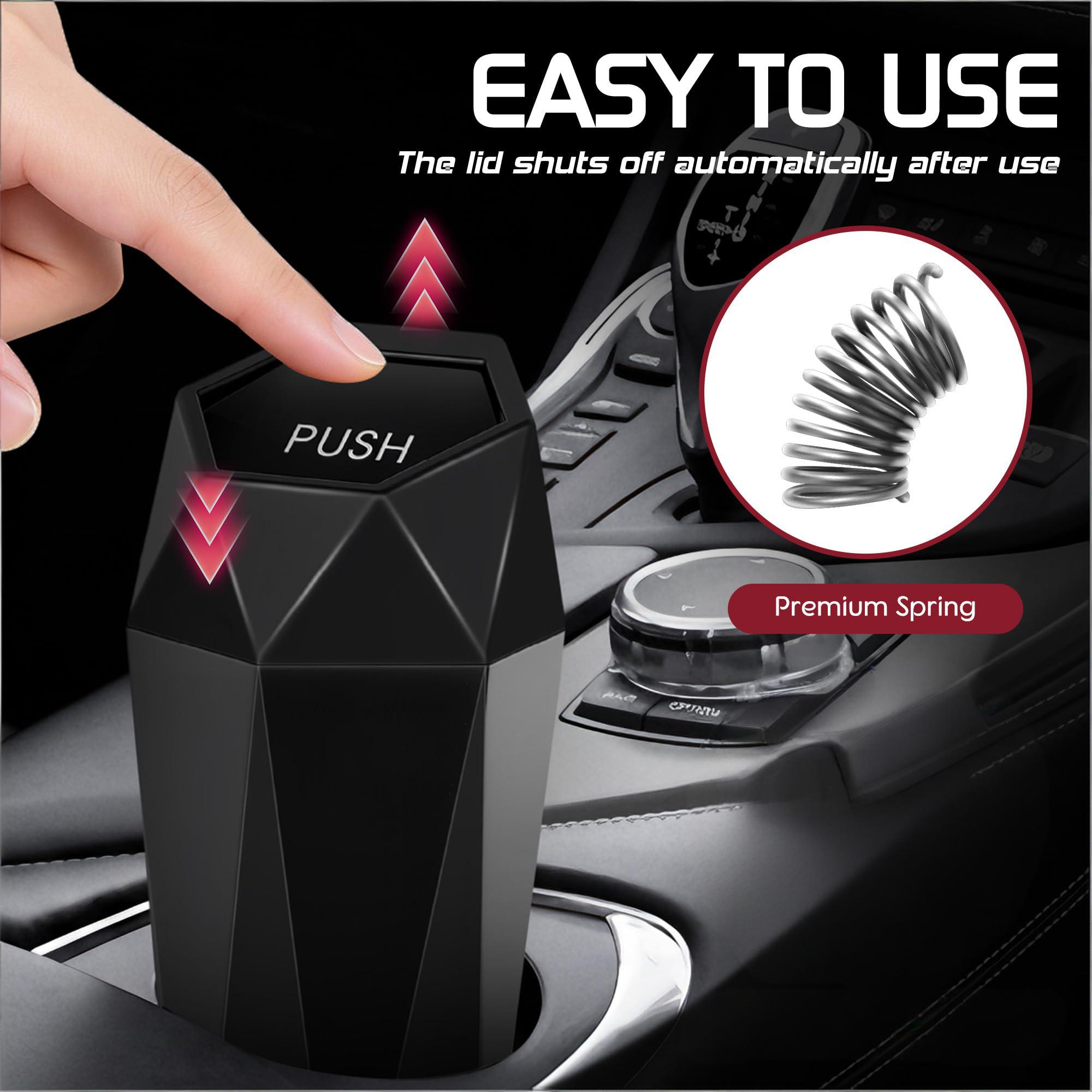 Push-Top Car Trash Can – Compact 600mL Auto-Close Garbage Bin for Cup Holder view 2