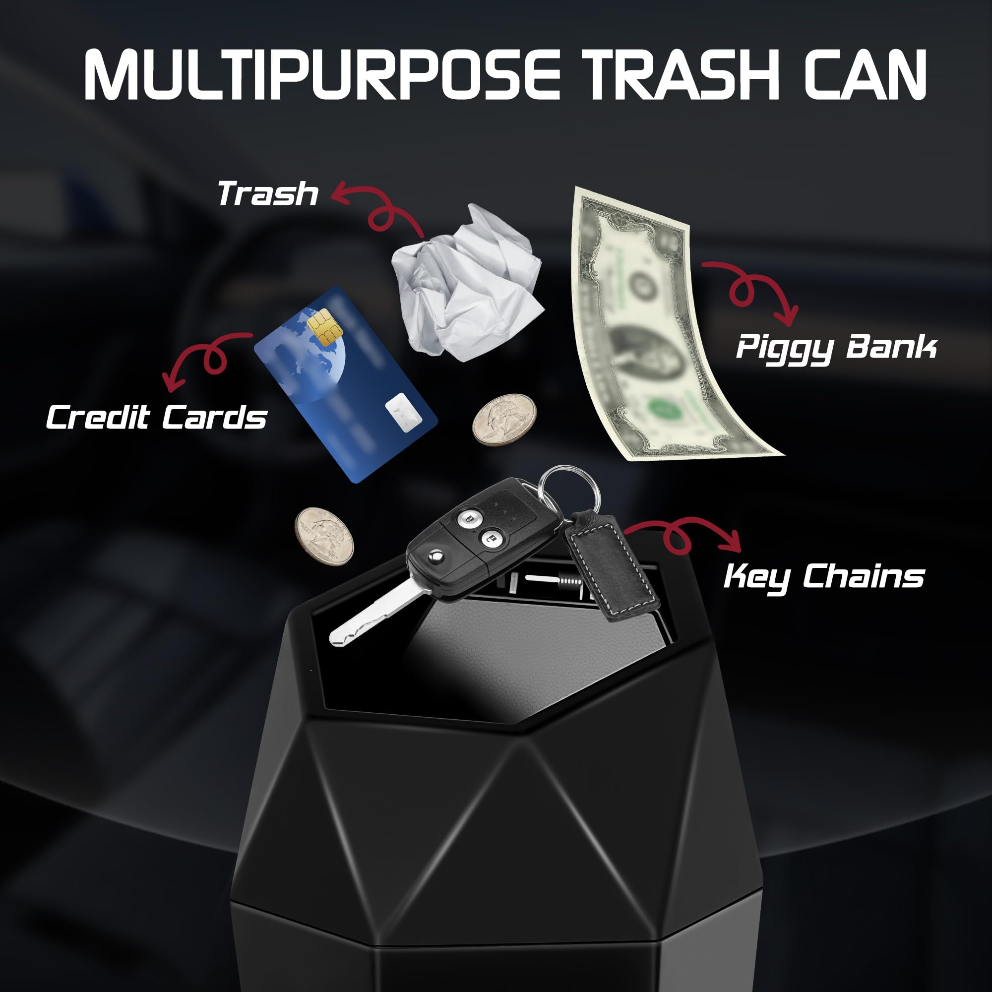 Push-Top Car Trash Can – Compact 600mL Auto-Close Garbage Bin for Cup Holder view 6