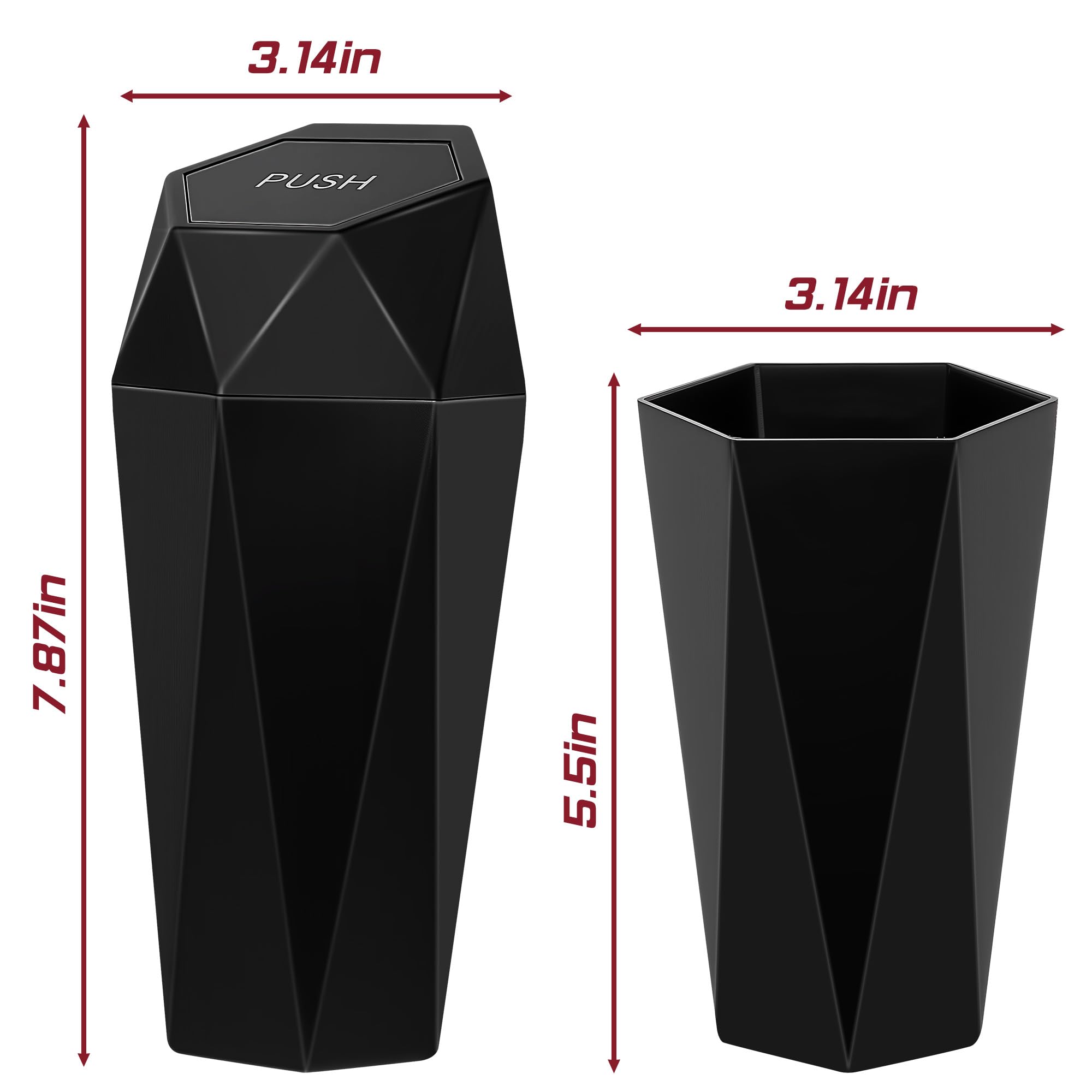 Push-Top Car Trash Can – Compact 600mL Auto-Close Garbage Bin for Cup Holder view 9