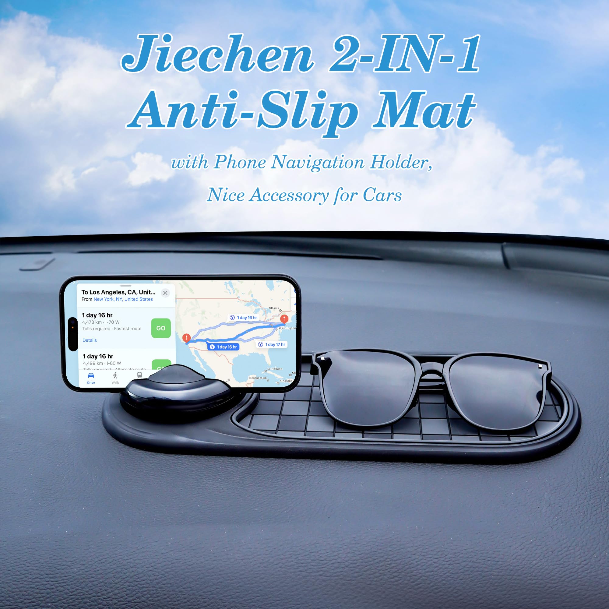 2-in-1 Car Dashboard Anti-Slip Mat with 360° Rotating Phone Holder – Holds Phone view 8