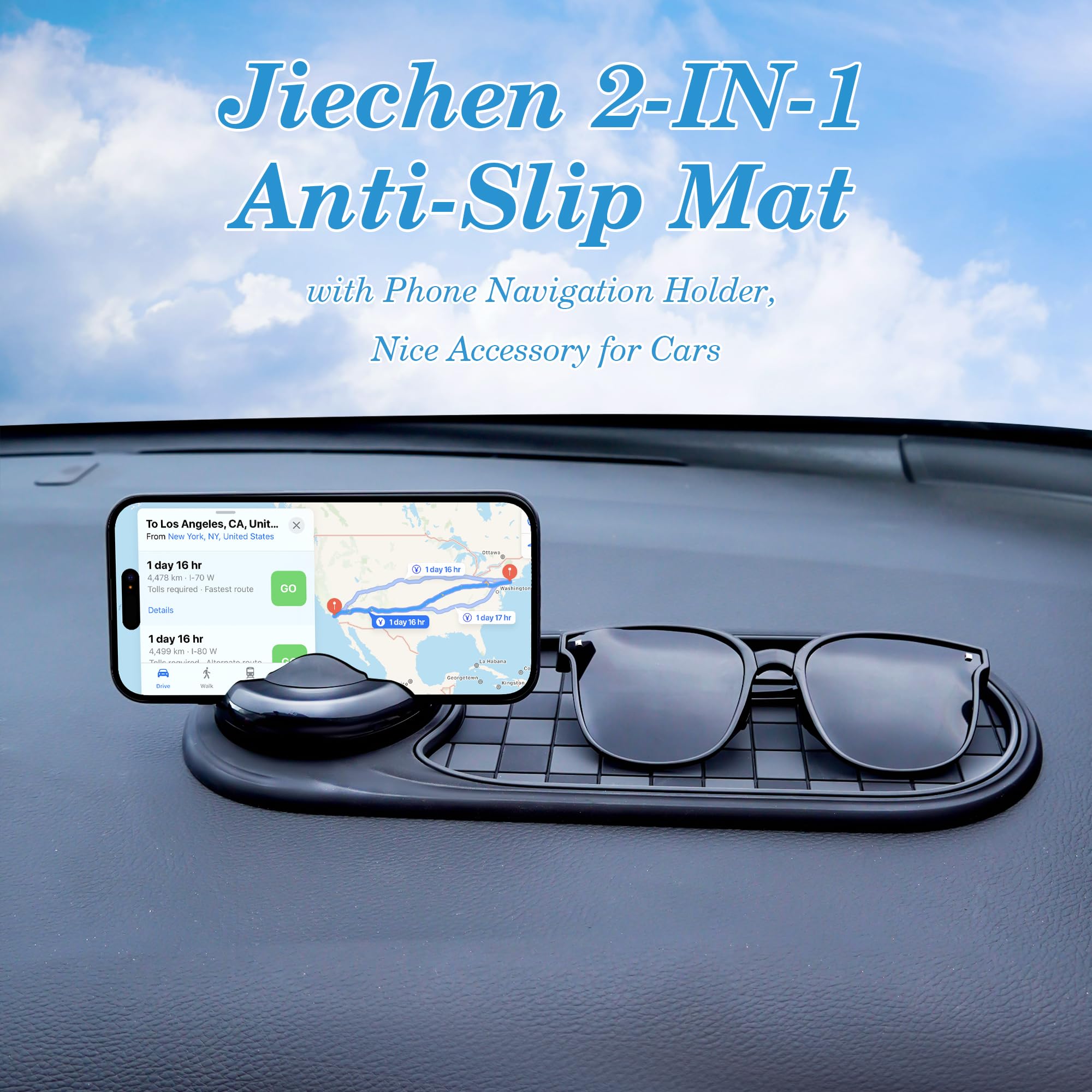2-in-1 Car Dashboard Anti-Slip Mat with 360° Rotating Phone Holder – Holds Phone view 3