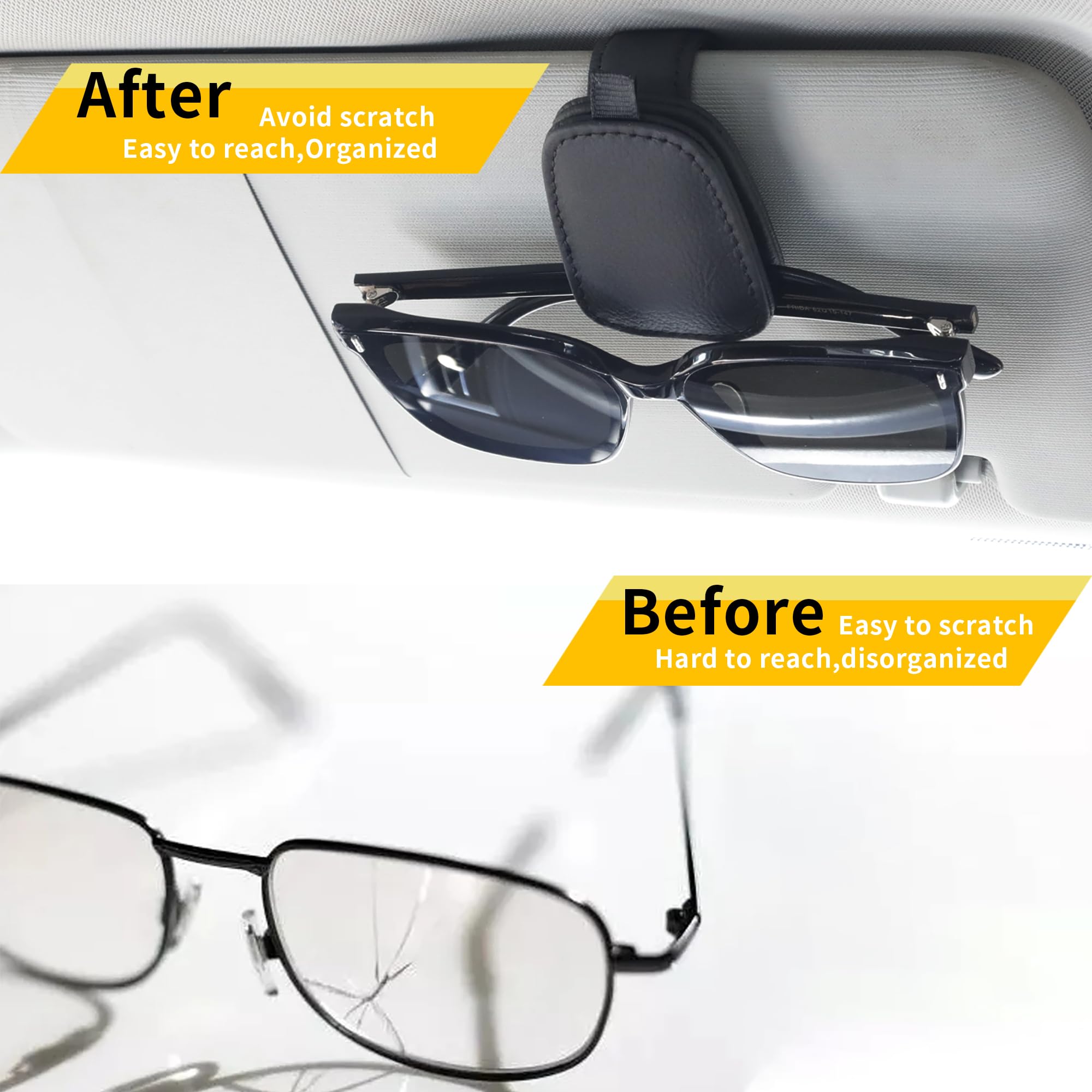 2-Pack Car Sun Visor Sunglasses Holder – Magnetic Flip Cover view 3