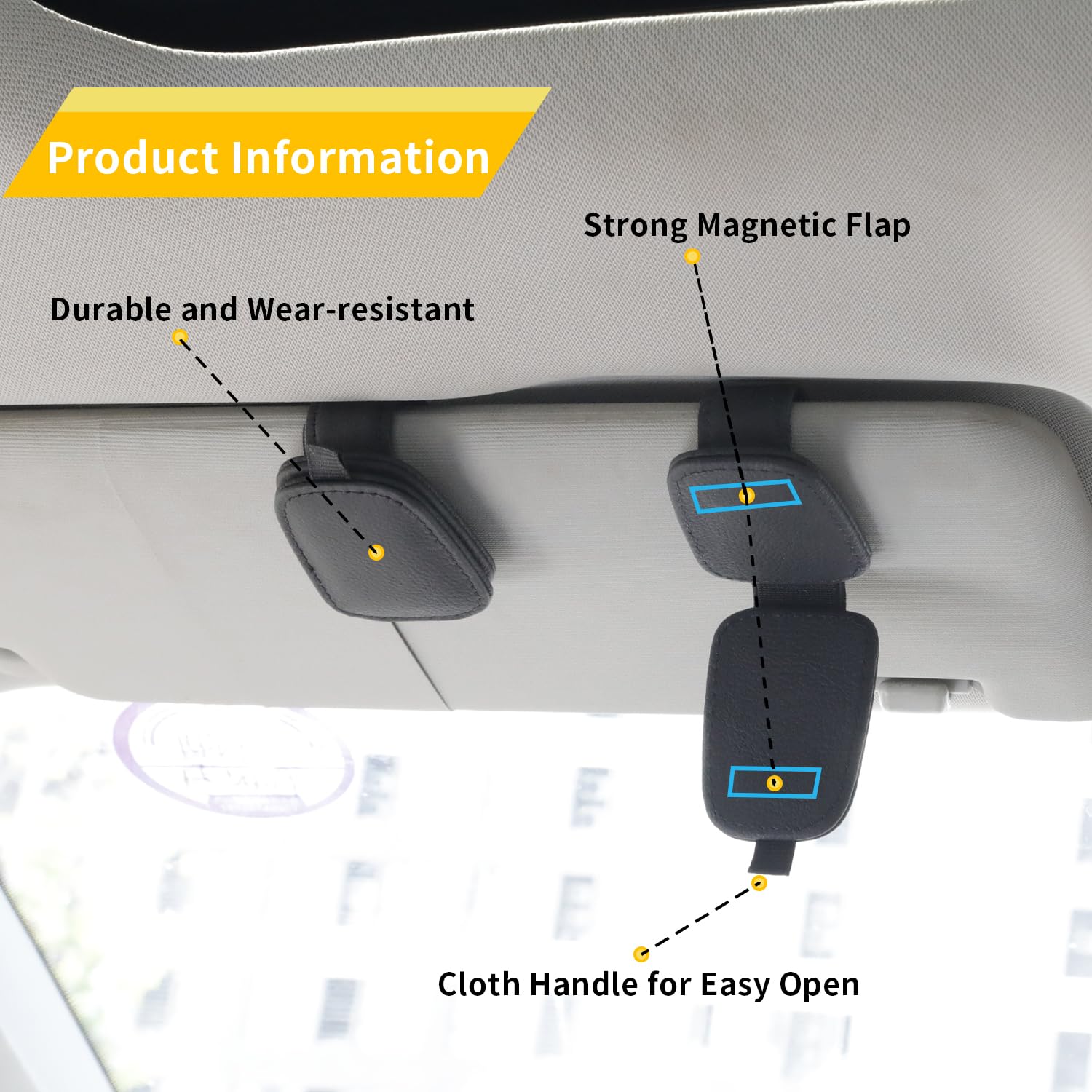 2-Pack Car Sun Visor Sunglasses Holder – Magnetic Flip Cover view 4