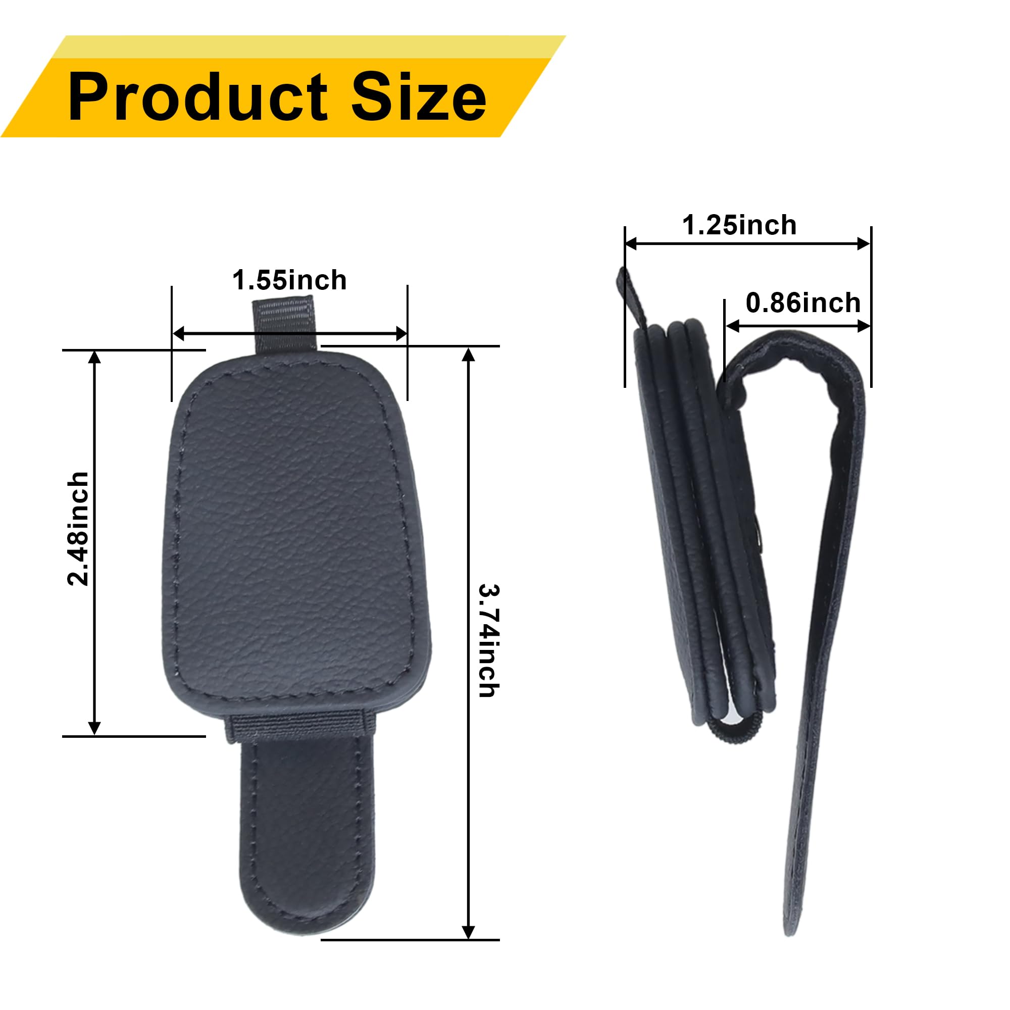 2-Pack Car Sun Visor Sunglasses Holder – Magnetic Flip Cover view 7