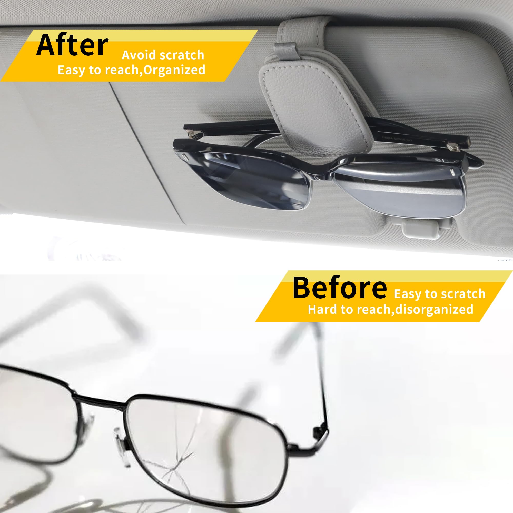 2-Pack Car Sun Visor Sunglasses Holder – Magnetic Flip Cover view 3