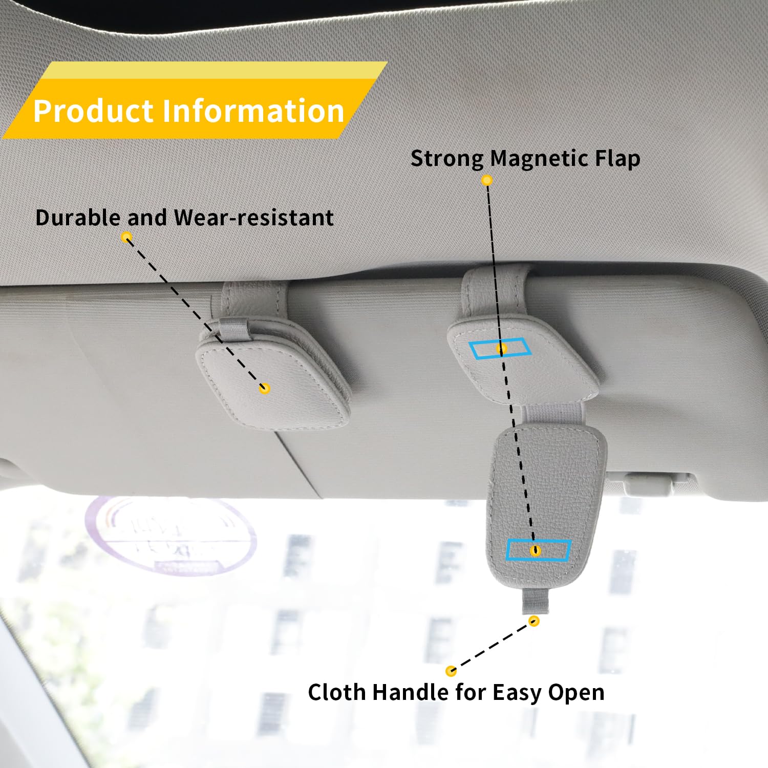2-Pack Car Sun Visor Sunglasses Holder – Magnetic Flip Cover view 4