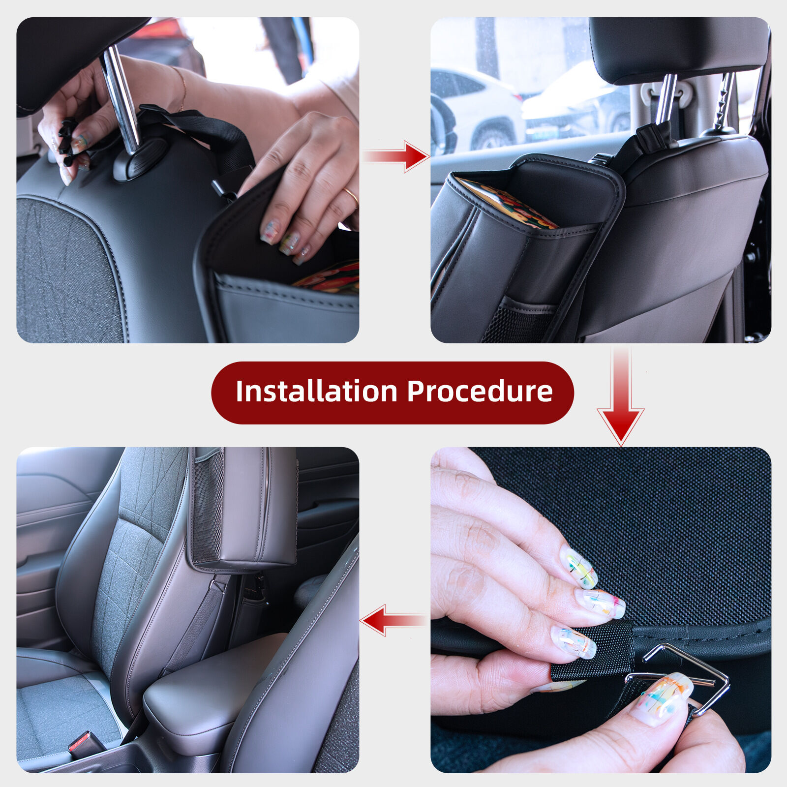 Car Seat Storage Organizer: Side-Mount Tissue Holder with Mesh Pockets view 4