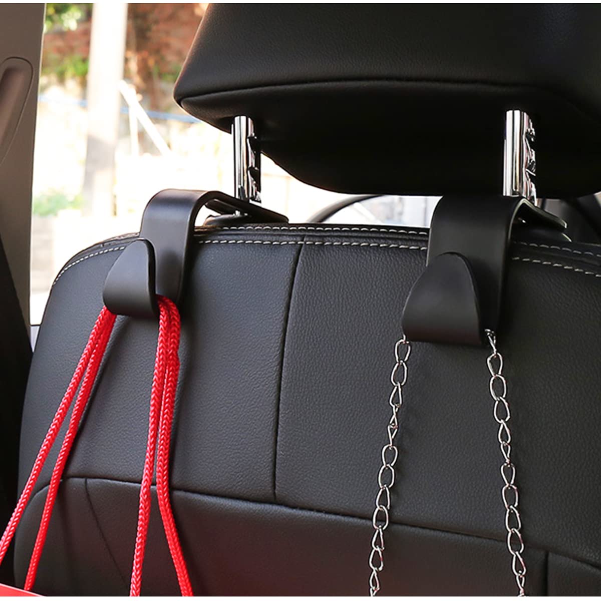 4-Pack Car Headrest Hooks – Heavy-Duty Seat Back Organizers for Handbags view 6