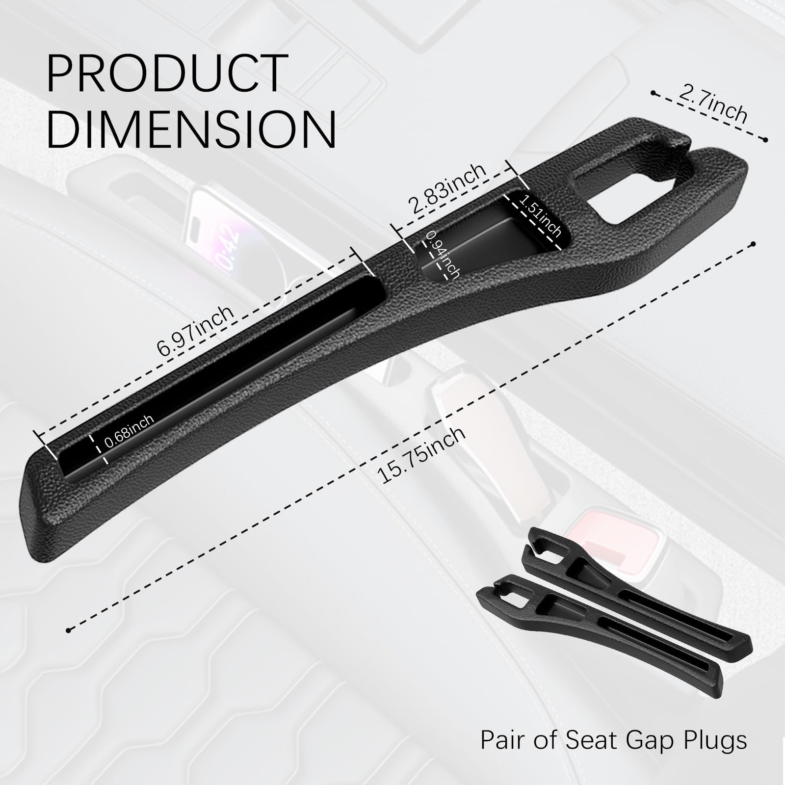 2-Pack Car Seat Gap Plugs – Dual-Function Gap Filler & Storage Organizer for view 2