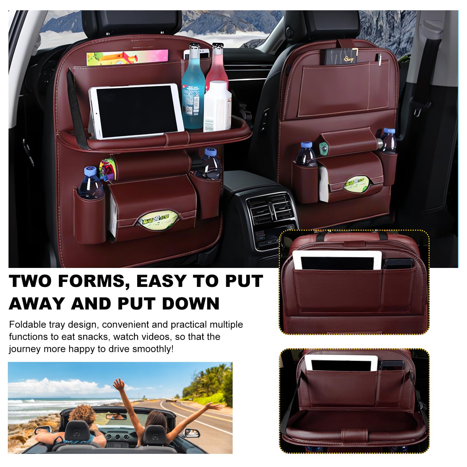 Car Back Seat Organizer with Foldable Table Tray – Universal Rear Seat Storage Bag view 4