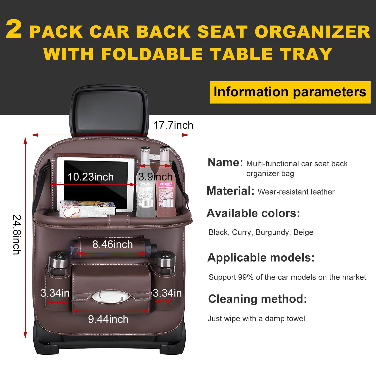 Car Back Seat Organizer with Foldable Table Tray – Universal Rear Seat Storage Bag view 2