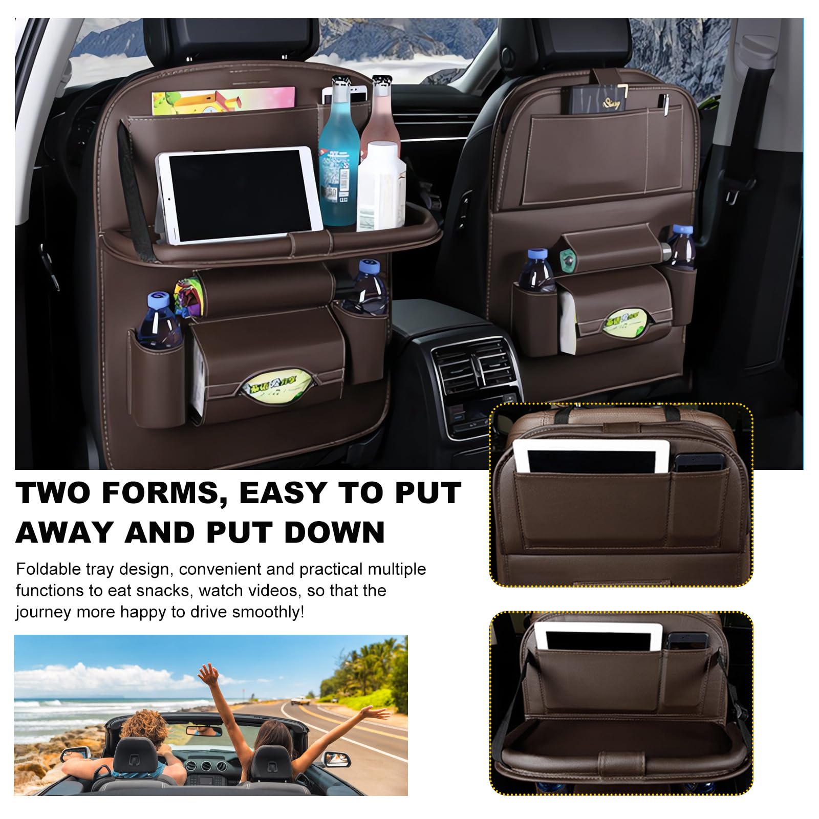 Car Back Seat Organizer with Foldable Table Tray – Universal Rear Seat Storage Bag view 4