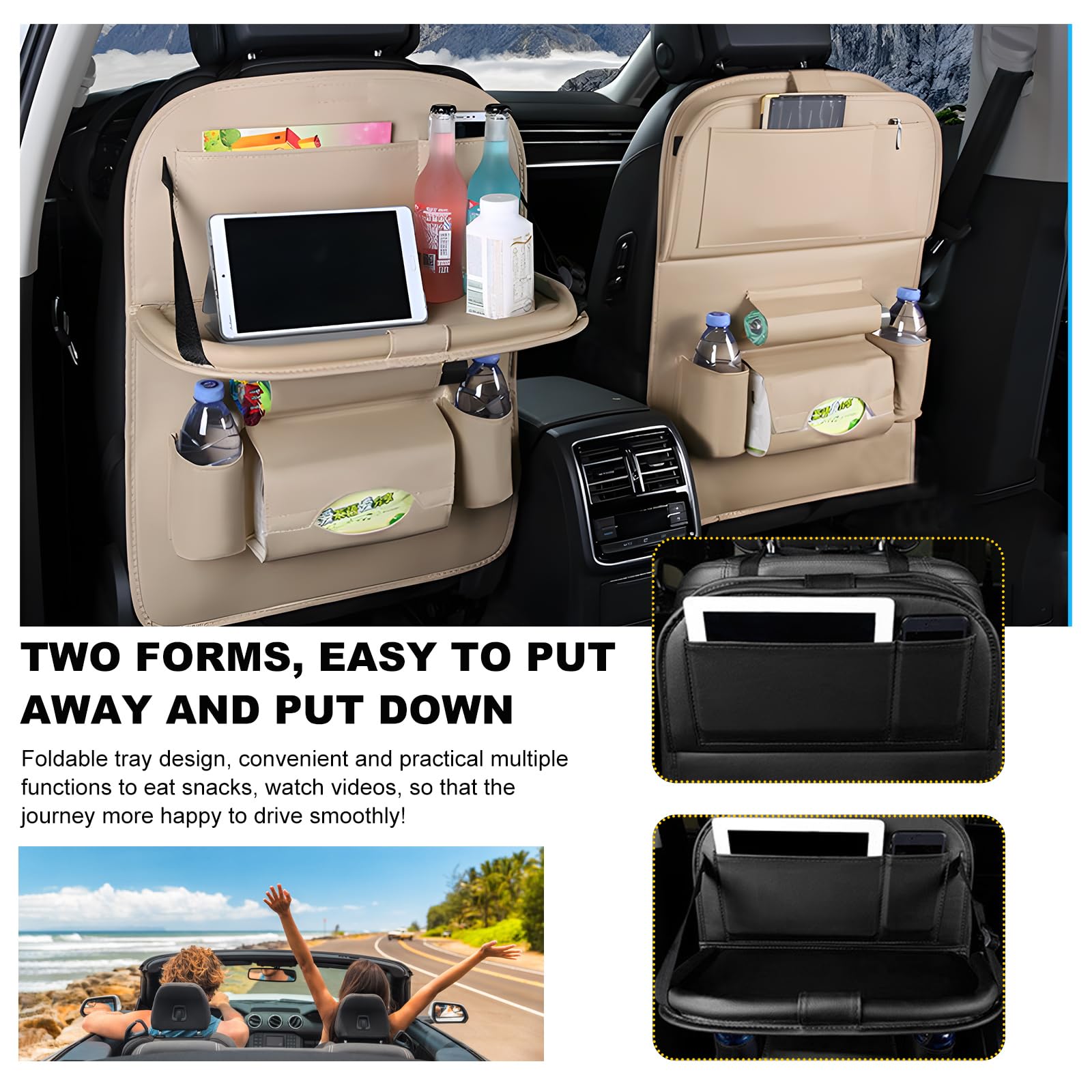 Car Back Seat Organizer with Foldable Table Tray – Universal Rear Seat Storage Bag view 4