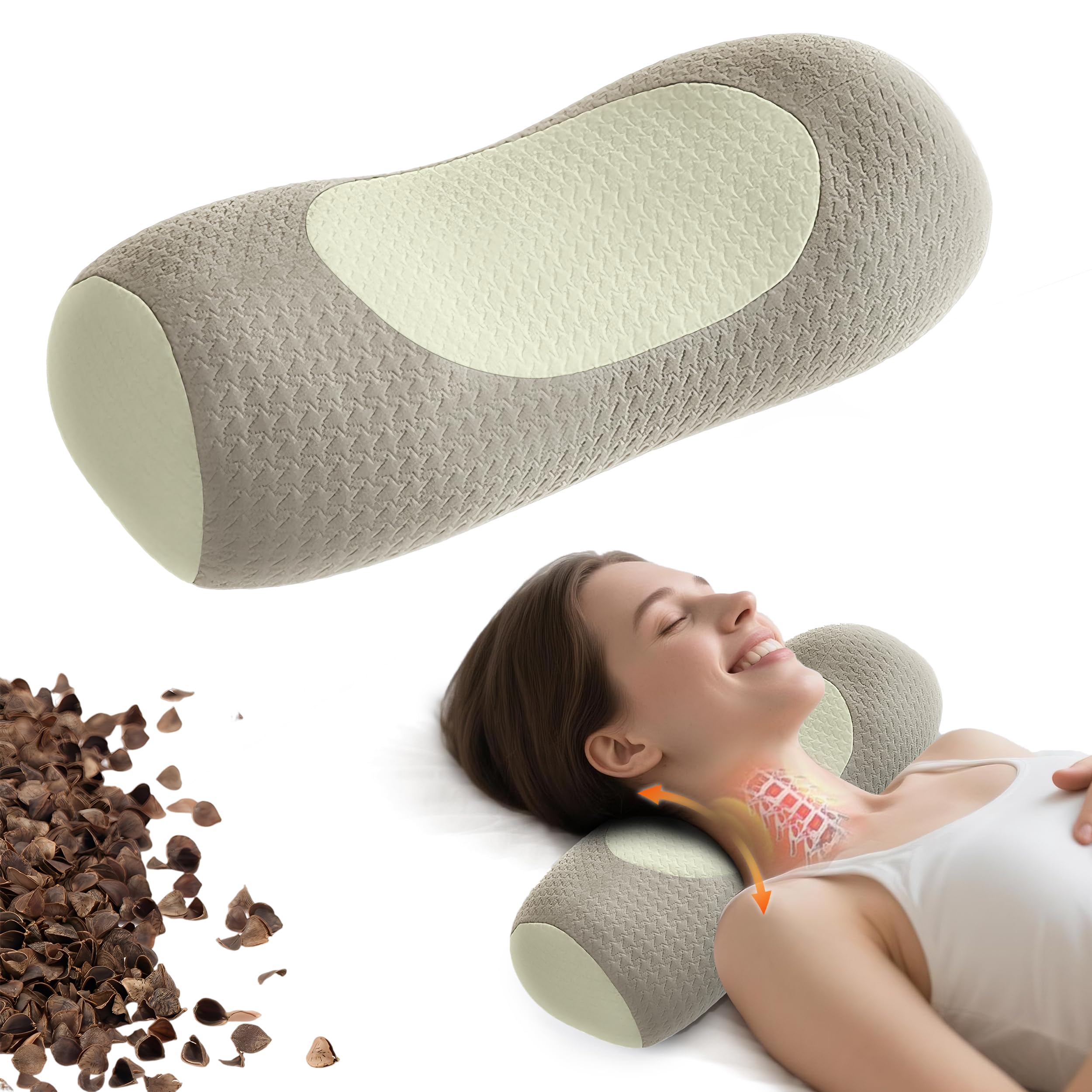 Organic Buckwheat Cervical Pillow – Ergonomic Neck Support for Side and Back — image 1