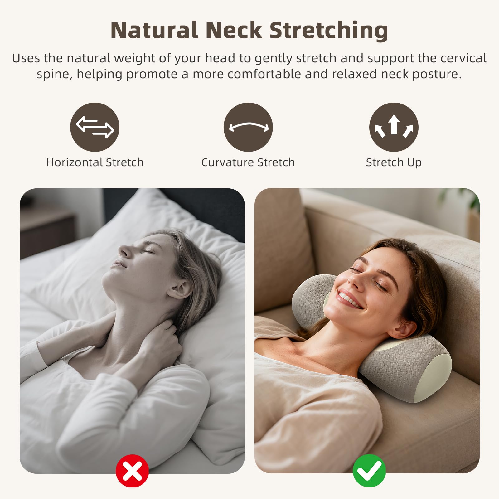 Organic Buckwheat Cervical Pillow – Ergonomic Neck Support for Side and Back view 4