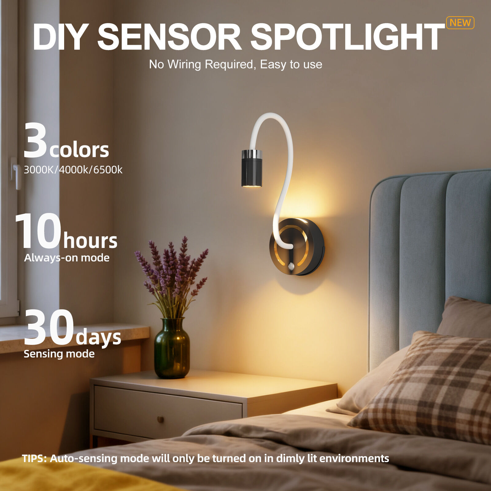 Rechargeable Motion Sensor Night Light – DIY Silicone Hose Lamp for Bedroom & view 4