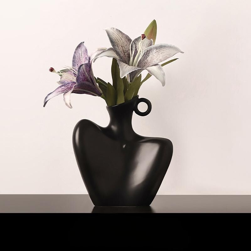 Wabi-Sabi Human Form Vase Set (Black & White) – Artistic Home Decor for Flowers view 5