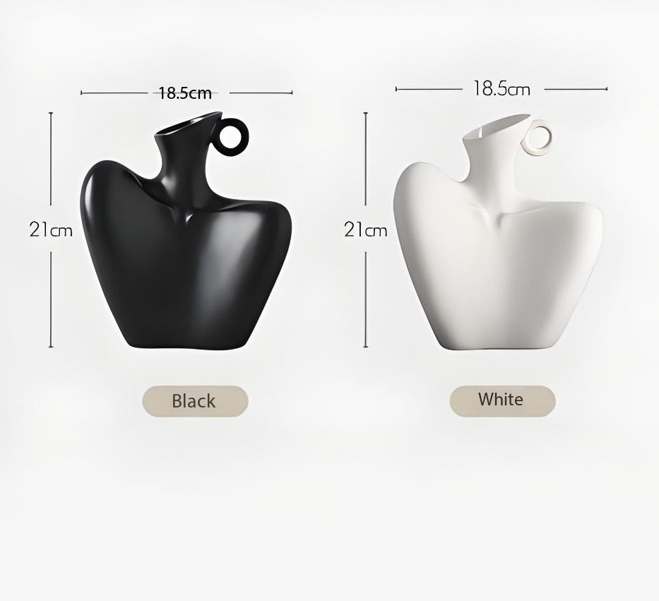 Wabi-Sabi Human Form Vase Set (Black & White) – Artistic Home Decor for Flowers view 8