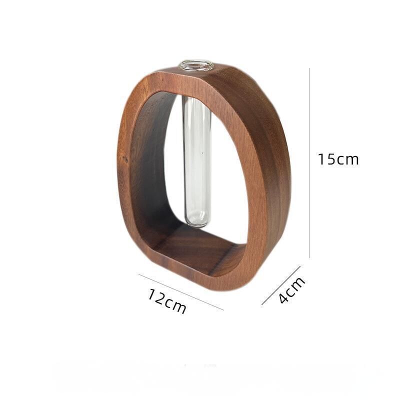 Wooden Glass Hydroponic Vase – Minimalist Desktop Flower Vase for Water Plants view 6