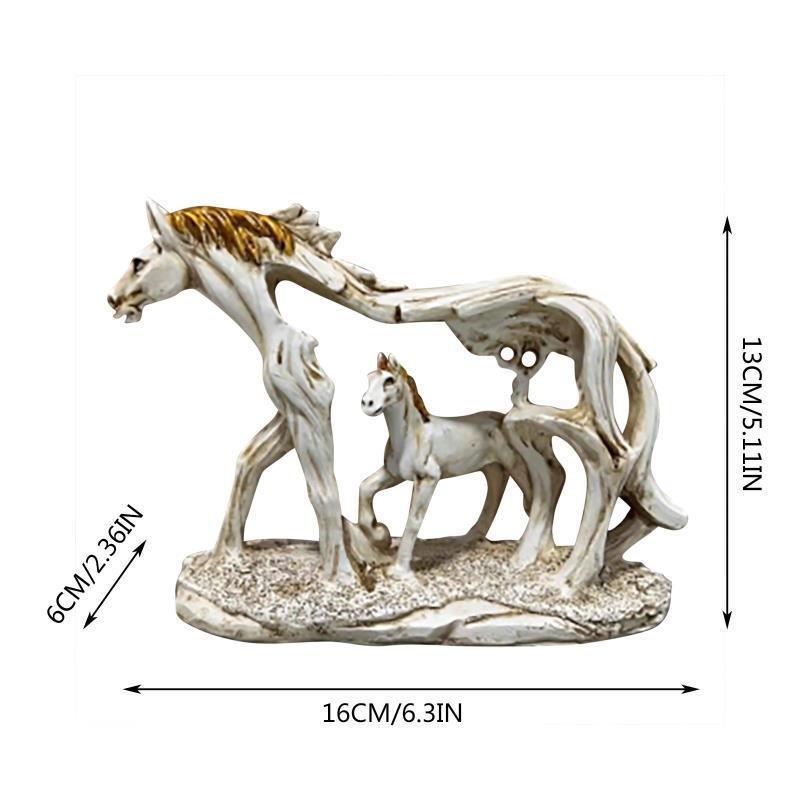 White Horse and Foal Figurine: Artistic Resin Sculpture for Home view 2