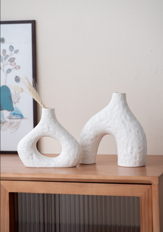 Minimalist Ceramic Vase Set (2-Piece): Modern Home Decor for Flower view 6