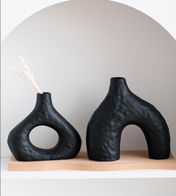 Minimalist Ceramic Vase Set (2-Piece): Modern Home Decor for Flower view 5