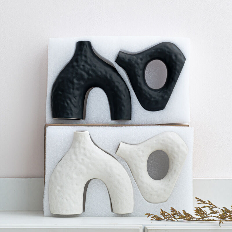 Minimalist Ceramic Vase Set (2-Piece): Modern Home Decor for Flower view 8