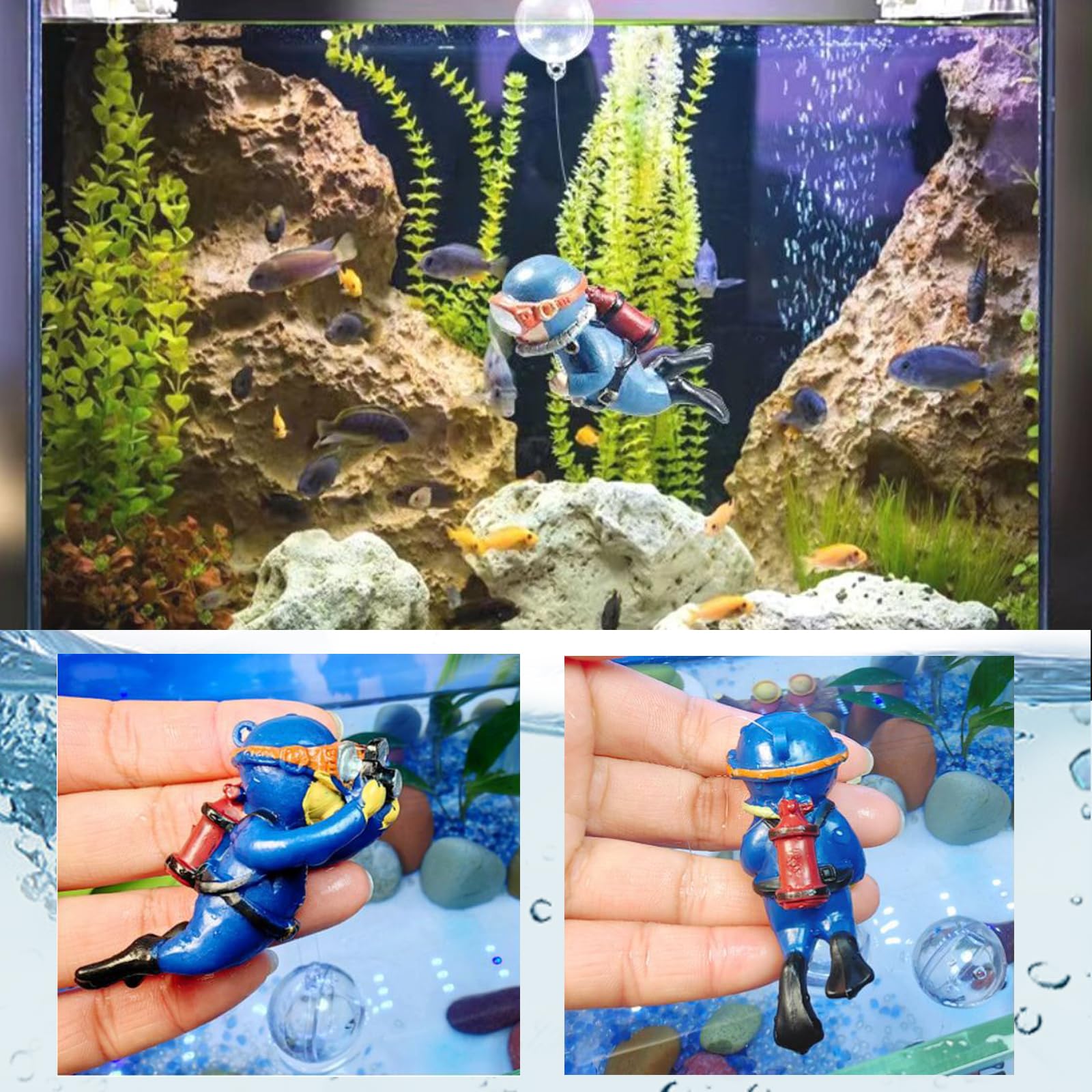 5-Piece Floating Aquarium Diver Decor Set – Cute Underwater Explorer Ornaments view 5