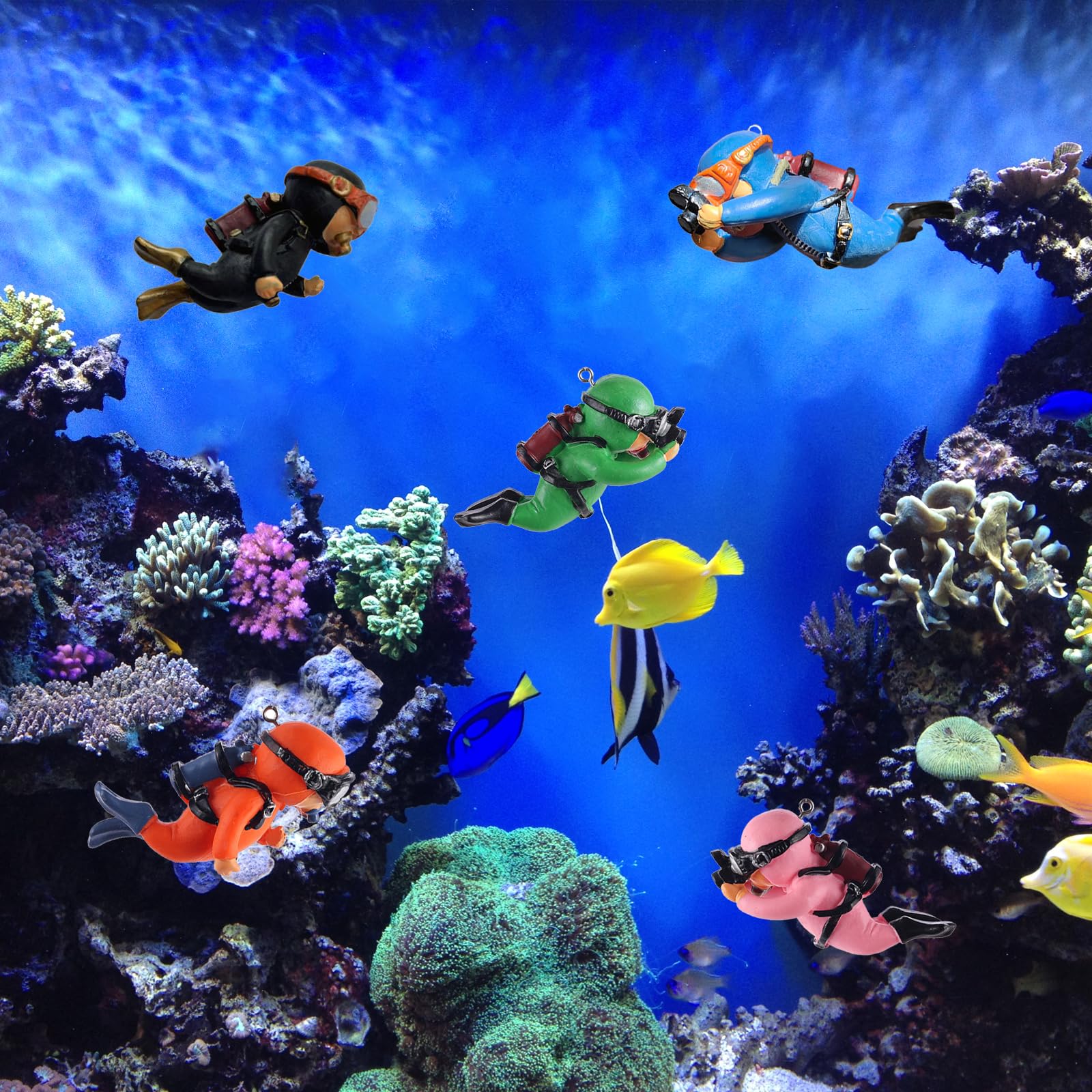 5-Piece Floating Aquarium Diver Decor Set – Cute Underwater Explorer Ornaments view 6
