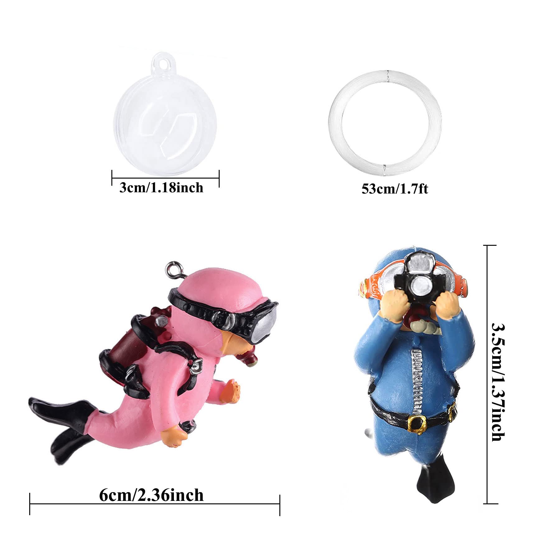 5-Piece Floating Aquarium Diver Decor Set – Cute Underwater Explorer Ornaments view 7