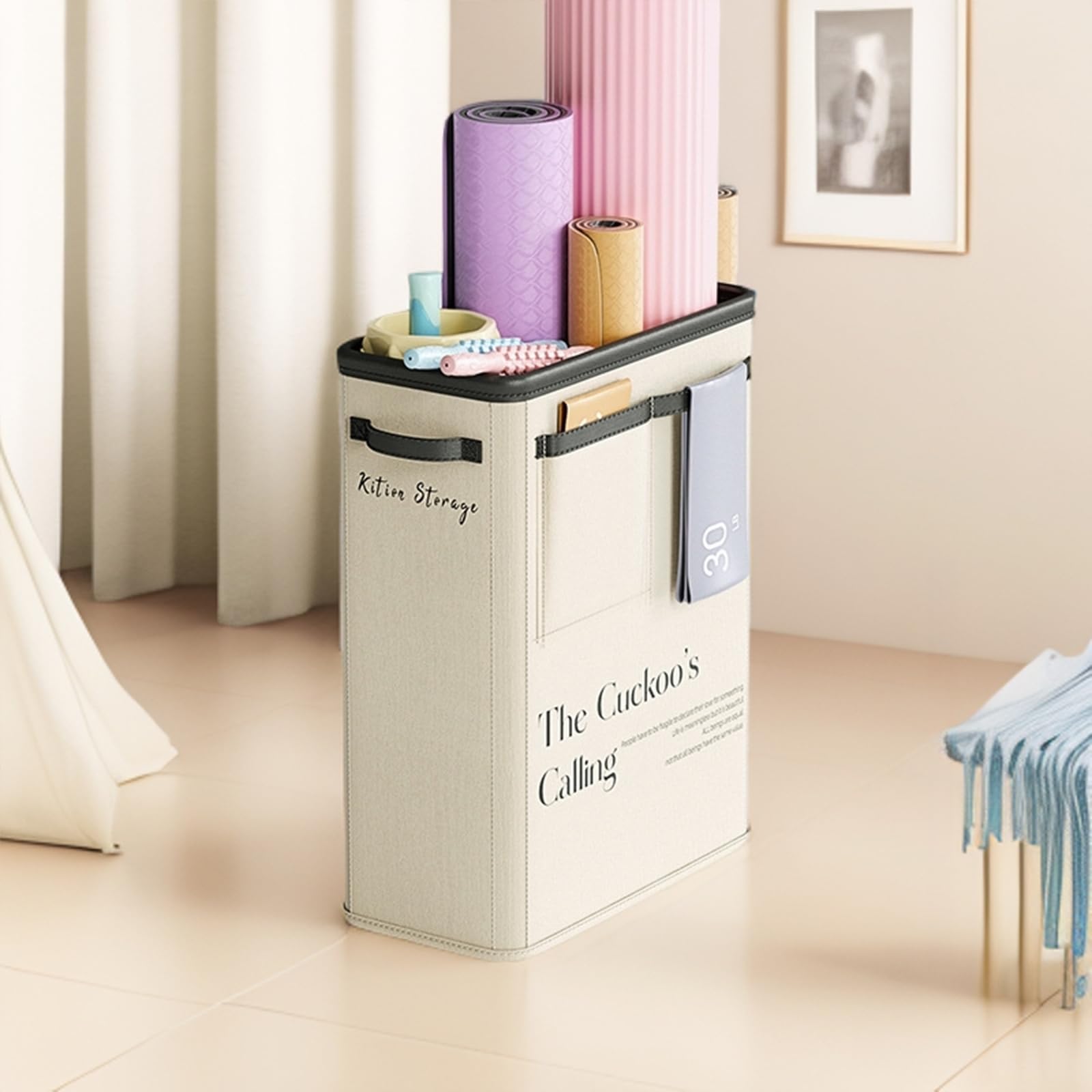 Large Capacity Foldable Yoga Mat Storage Basket – Waterproof Fabric Organizer view 3