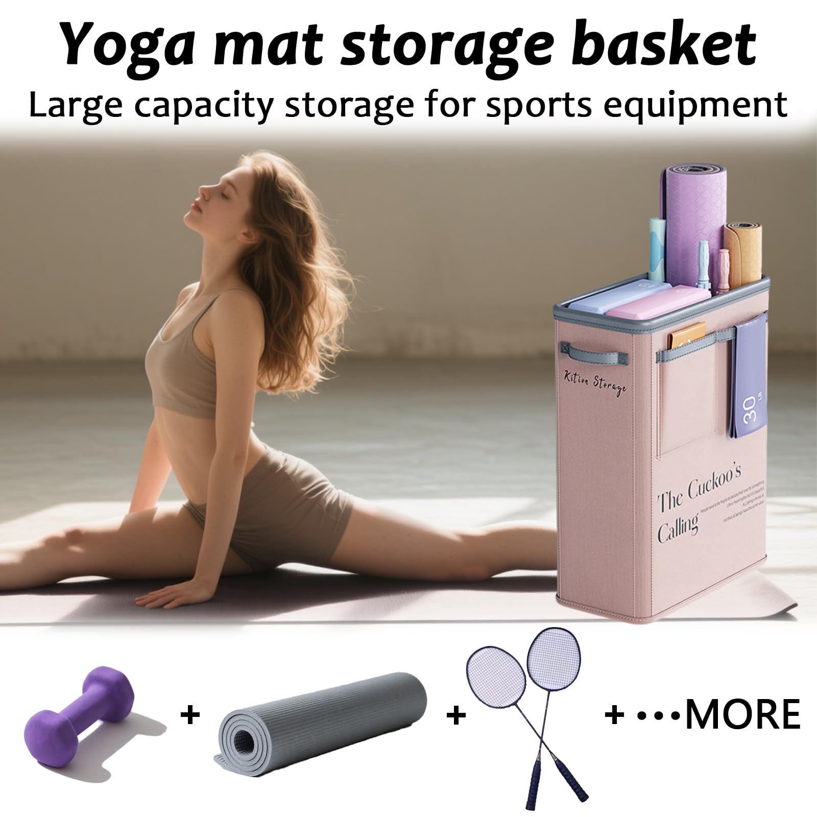 Large Capacity Foldable Yoga Mat Storage Basket – Waterproof Fabric Organizer view 4