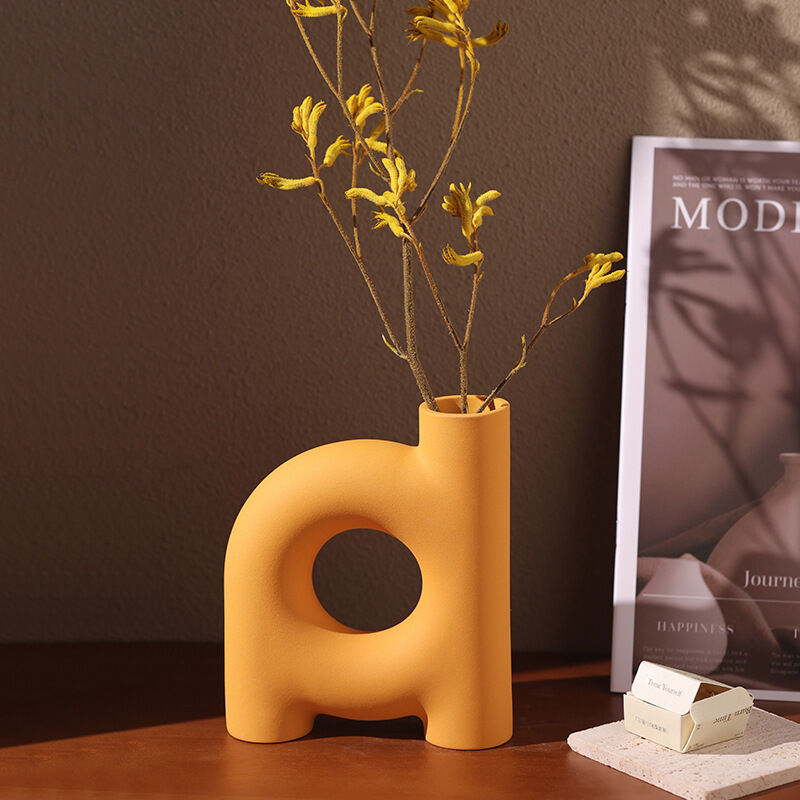 Tubular Letter Vase Set（3-Piece ） – Modern Ceramic Decor for Living Room view 2