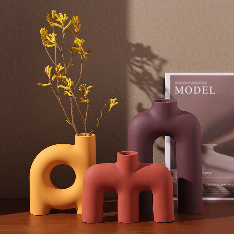 Tubular Letter Vase Set（3-Piece ） – Modern Ceramic Decor for Living Room view 5