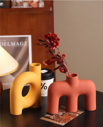 Tubular Letter Vase Set（3-Piece ） – Modern Ceramic Decor for Living Room view 6