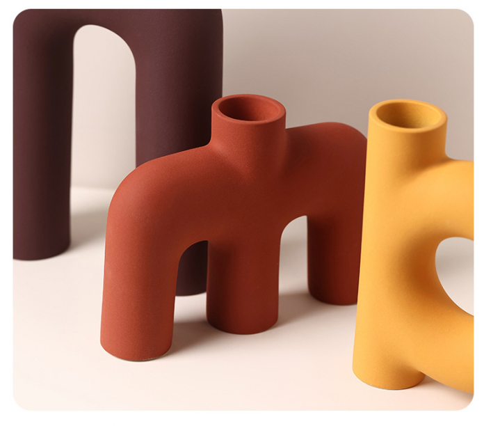 Tubular Letter Vase Set（3-Piece ） – Modern Ceramic Decor for Living Room view 8
