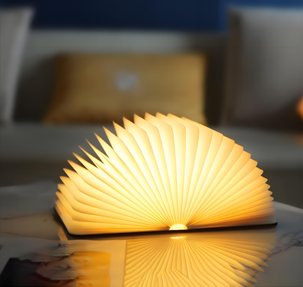 Christmas giftsRechargeable LED Book Night Light: Creative Folding Wooden Lamp view 2