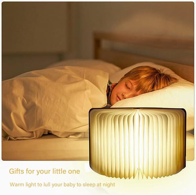 Christmas giftsRechargeable LED Book Night Light: Creative Folding Wooden Lamp view 3