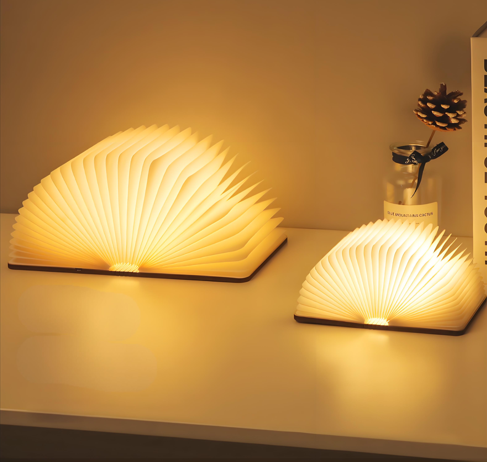 Christmas giftsRechargeable LED Book Night Light: Creative Folding Wooden Lamp view 4