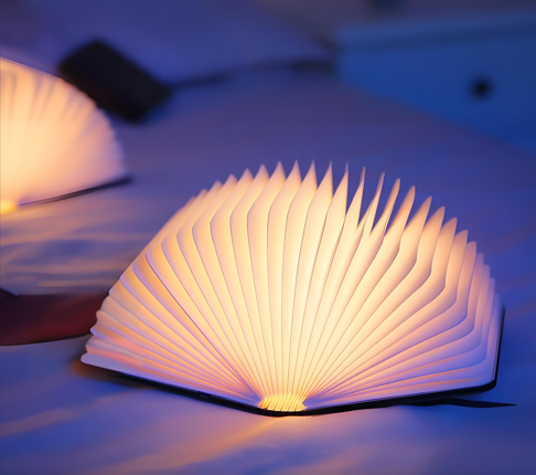 Christmas giftsRechargeable LED Book Night Light: Creative Folding Wooden Lamp view 4