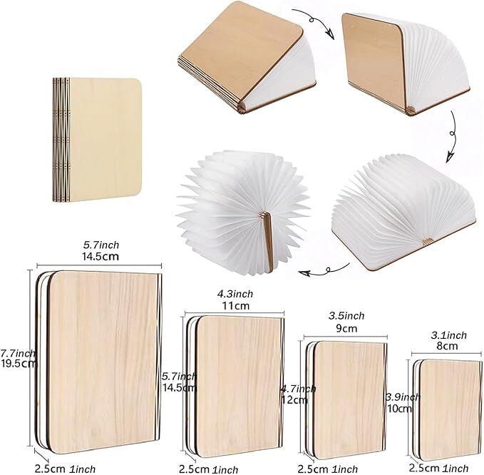 Christmas giftsRechargeable LED Book Night Light: Creative Folding Wooden Lamp view 8