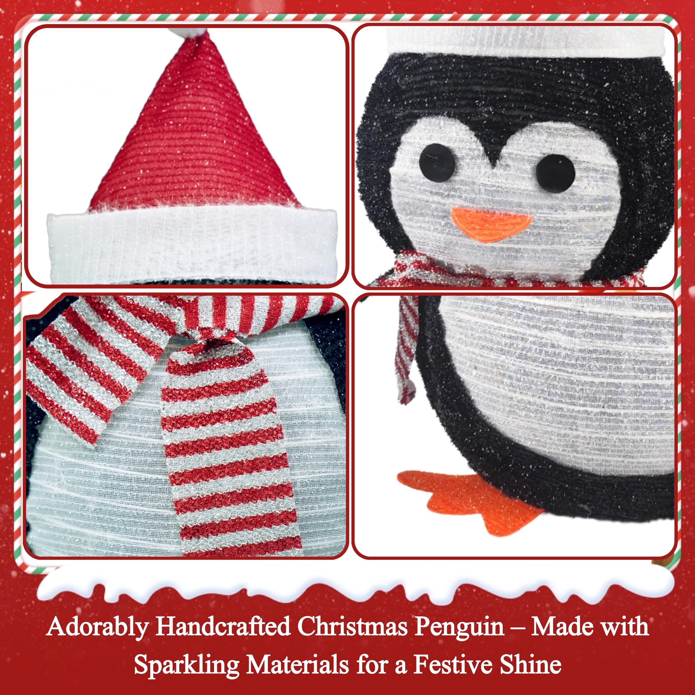 Lighted Christmas Penguin Decoration Lantern – Collapsible Metal Frame Yard view 6