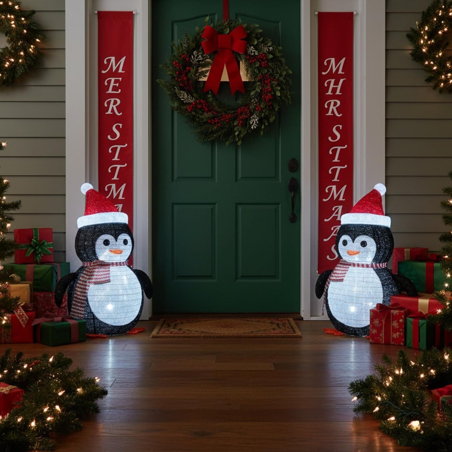 2-Pack Lighted Christmas Penguin Decoration Lantern – Collapsible Metal Frame view 4