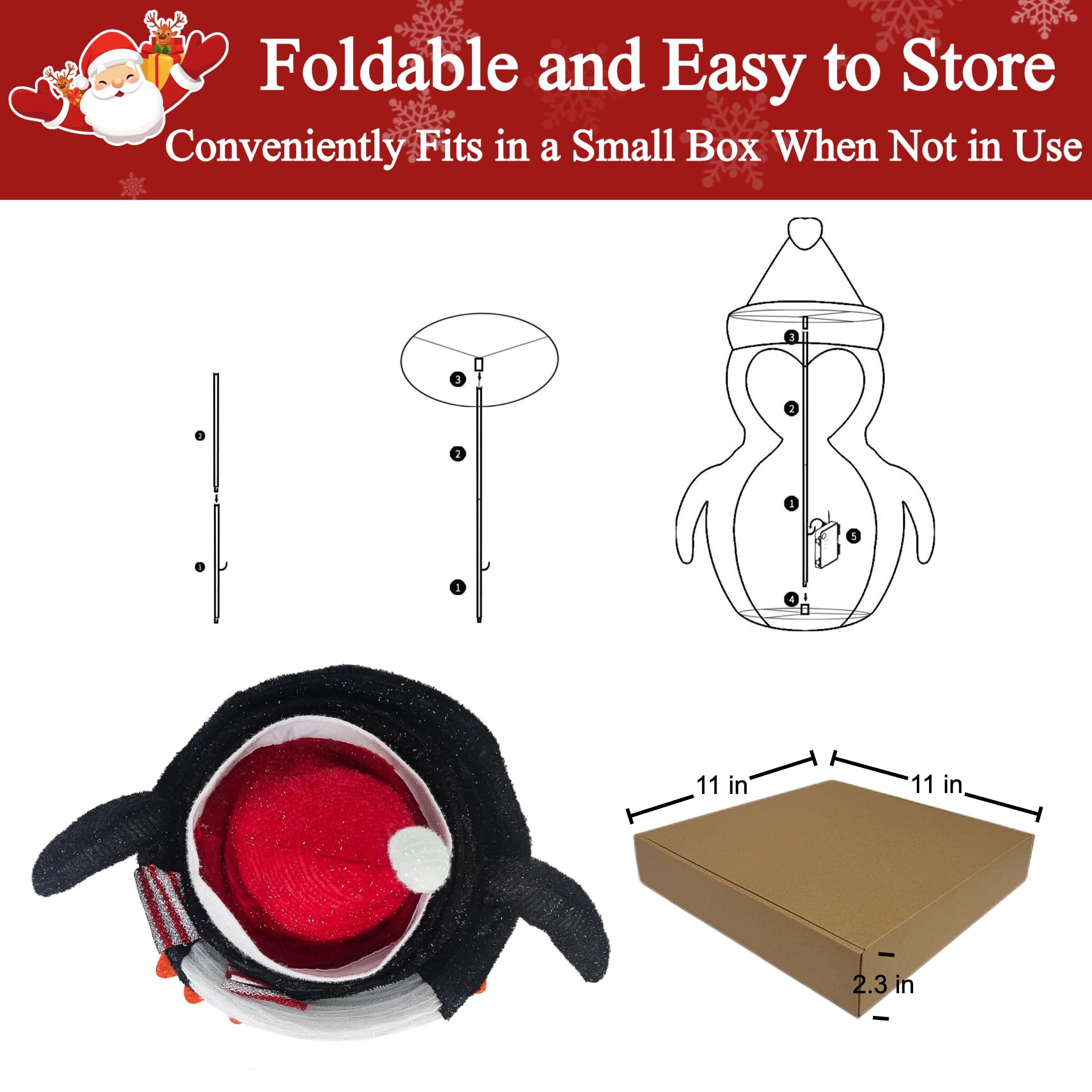 2-Pack Lighted Christmas Penguin Decoration Lantern – Collapsible Metal Frame view 7